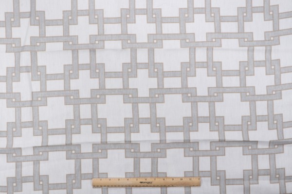 1 Yard Thom Filicia City Square Printed Linen Drapery Fabric in Misty Morn