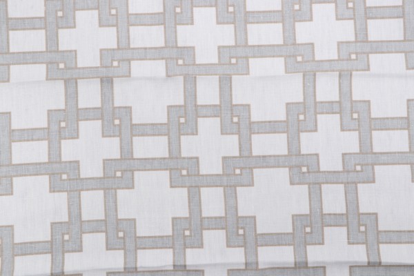 1 Yard Thom Filicia City Square Printed Linen Drapery Fabric in Misty Morn