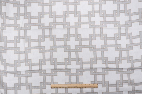 Thom Filicia City Square Printed Linen Drapery Fabric in Misty Morn