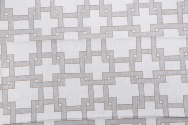 Thom Filicia City Square Printed Linen Drapery Fabric in Misty Morn