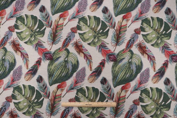 Sample of Stof France Monaco Tapestry Upholstery Fabric in Multico 