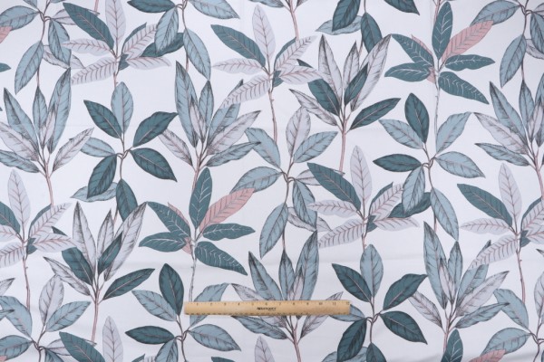 Stof France Ficus Printed Cotton Drapery Fabric in Sauge 