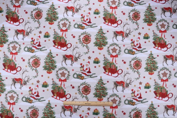 Stof France Etrenne Printed Cotton Twill Drapery Fabric in Multico 
