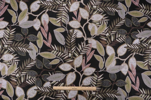 Stof France Uluru Printed Cotton Drapery Fabric in Brun 