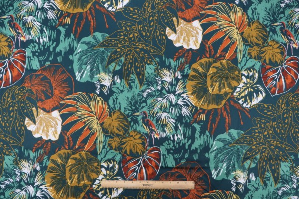 Stof France Pretoria Printed Cotton Drapery Fabric in Canard 
