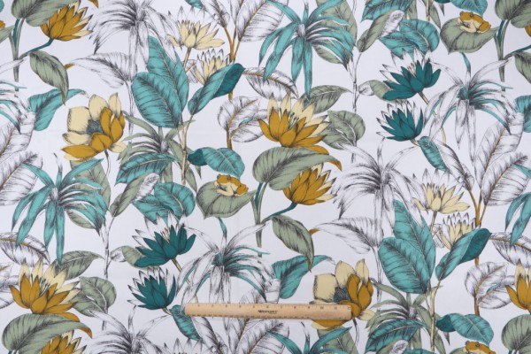 Stof France Rainette Printed Cotton Drapery Fabric in Vert 