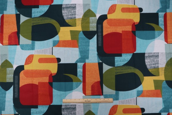 Click for Stof France Abba Printed Cotton Drapery Fabric in Multicolore  Stof France Abba Printed Cotton Drapery Fabric in Multicolore