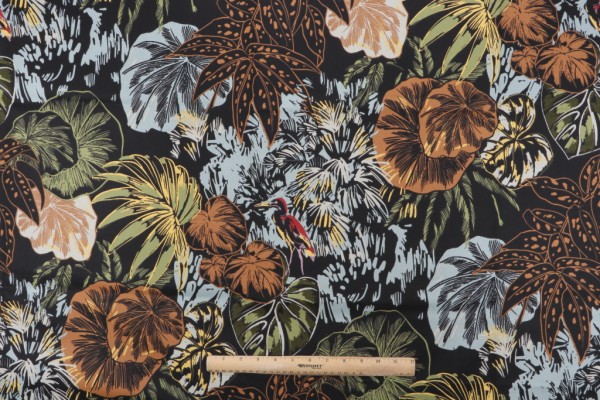 Stof France Pretoria Printed Cotton Drapery Fabric in Brun 