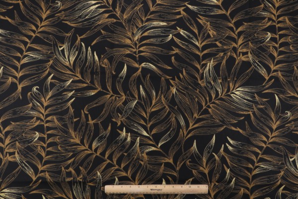 Stof France Laugula Printed Cotton Twill Drapery Fabric in Anthracite 