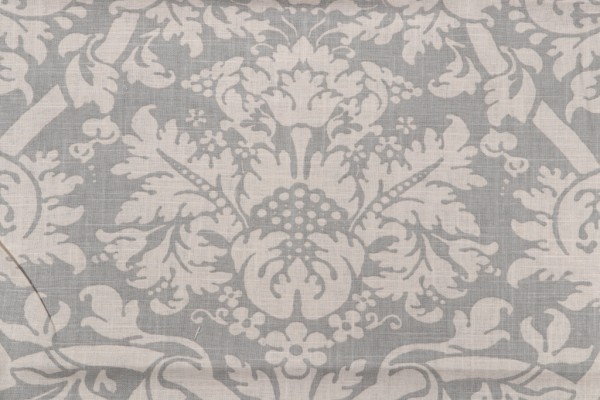 Thibaut Residence Damask F91349 Printed Linen Blend Drapery Fabric in Slate Blue