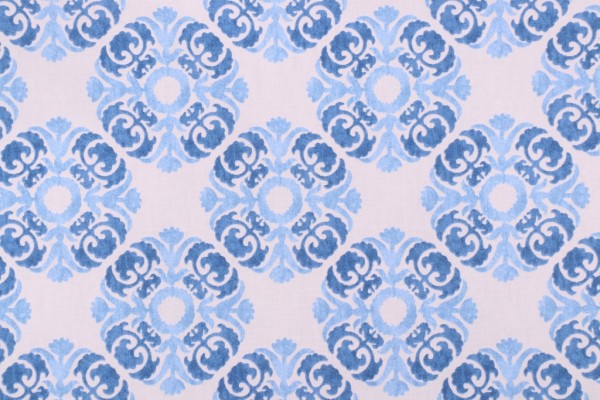 Waverly Similar Circles Printed Cotton Drapery Fabric in Cobalt