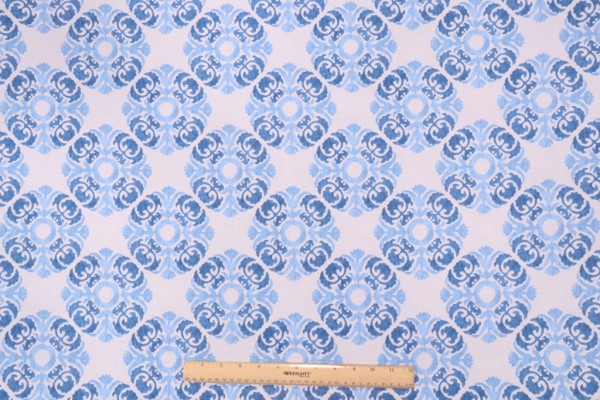 Waverly Similar Circles Printed Cotton Drapery Fabric in Cobalt