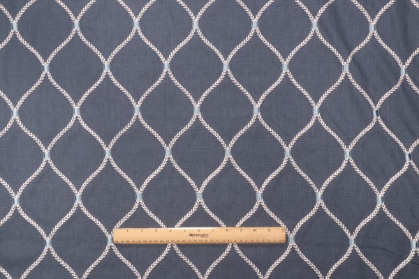 Click for 1.25 Yards Williamsburg Deane Embroidery Drapery Fabric in Sapphire Williamsburg Deane Embroidery Drapery Fabric in Sapphire