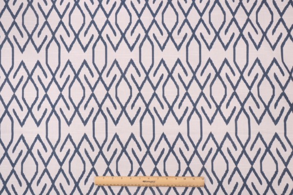 Lacefield Zoe Printed Cotton Drapery Fabric in Navy