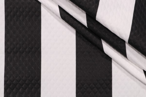 Richloom Cabana Stripe-Diamond Tech Printed Polyester Outdoor Fabric in Black