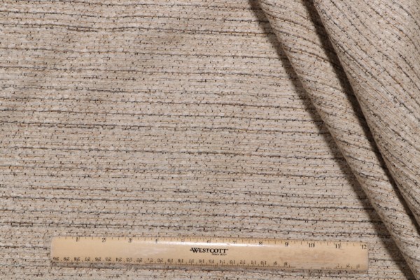 Valdese Weavers Stripe Woven Chenille Upholstery Fabric in Papyrus
