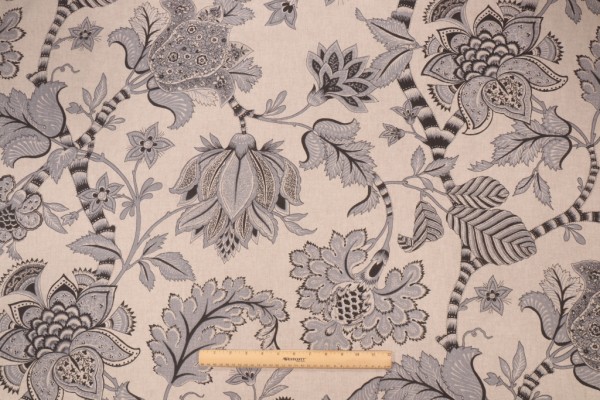 Kaufmann Belmondo Printed Drapery Fabric in Pewter