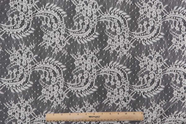 Corali Lace Sheer Drapery Fabric in Ivory
