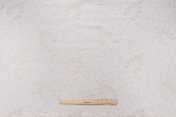 Floral Embroidered Drapery Fabric in Natural