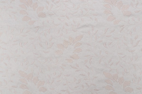 Floral Embroidered Drapery Fabric in Natural