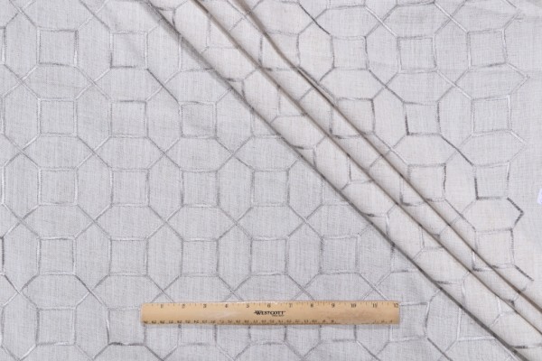 Hobnob Embroidered Drapery Fabric in Silver