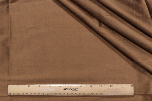 Solid Woven Silk Decorator Fabric in Bronze