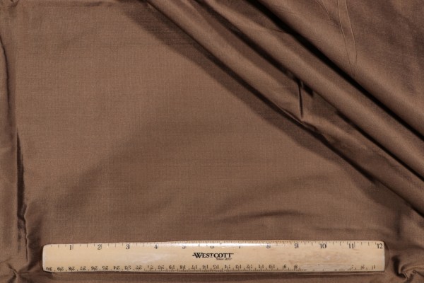 Solid Woven Silk Decorator Fabric in Cafe