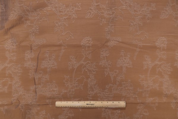 Floral Pleated Decorator Fabric in Goldstone
