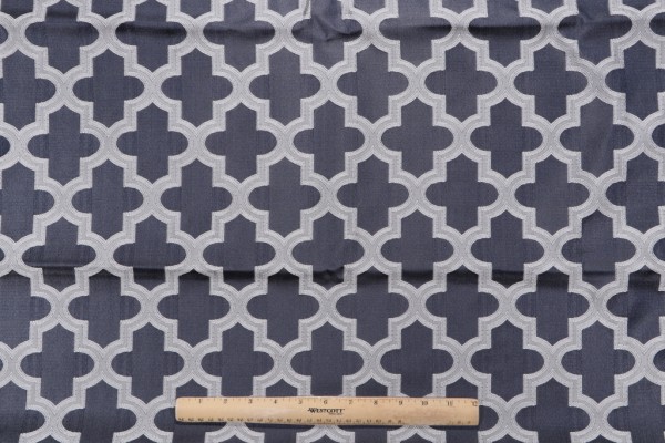 Ingrid Damask Decorator Fabric in Navy