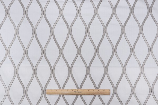 Clara Embroidered Drapery Fabric in Pumice