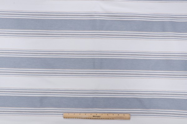 Coronado Stripe Woven Polyester Outdoor Fabric in Bay Blue