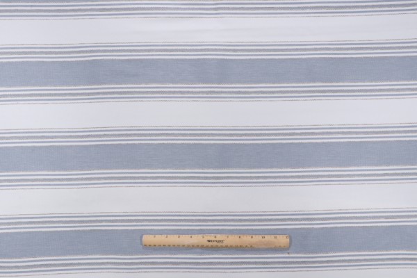 Coronado Stripe Woven Polyester Outdoor Fabric in Bay Blue