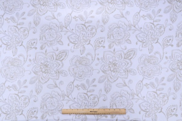 Crypton Bouquet High Performance Printed Brushed Decorator Fabric in Alabaster