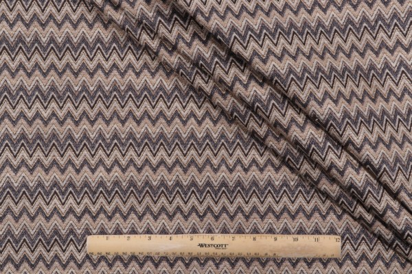 Chevron Woven Upholstery Fabric in Granite 