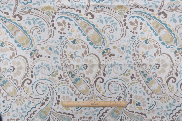 Thom Filicia Tousey Printed Linen Drapery Fabric in Pool for Kravet CLOSEOUT
