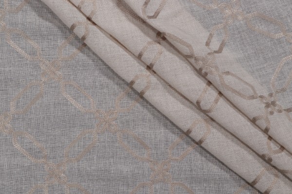 1 Yard America Sheer Embroidered Drapery Fabric in Beige
