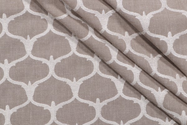 Grenelle Embroidered Drapery Fabric in Pebble