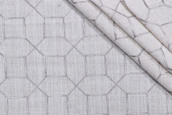 Hobnob Embroidered Drapery Fabric in Silver