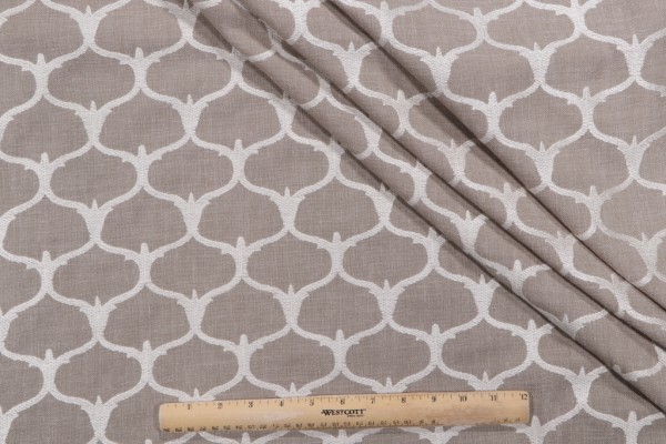 Grenelle Embroidered Drapery Fabric in Pebble