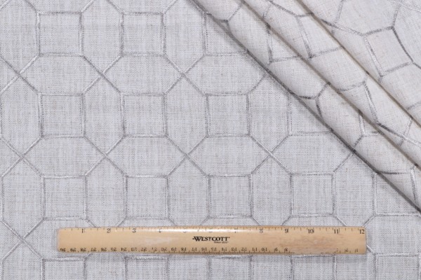 Hobnob Embroidered Drapery Fabric in Silver