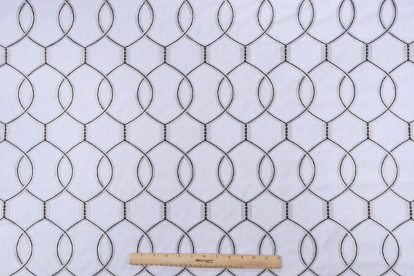 Richloom Slalom Embroidered Drapery Fabric in Platinum
