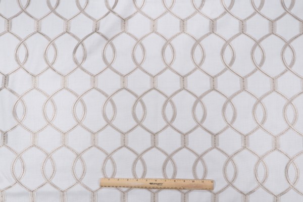 Richloom Slalom Embroidered Drapery Fabric in Snow