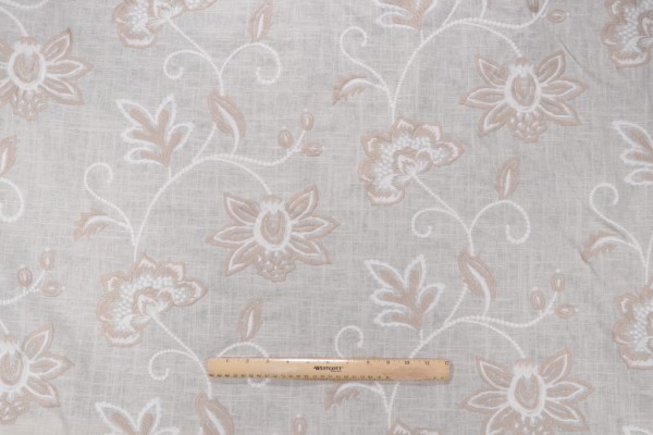 Lira Embroidered Drapery Fabric in Canvas