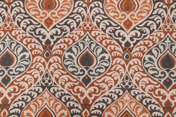 Jade Damask Printed Drapery Fabric in Spice