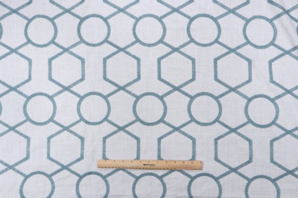 Valiant Fabrics Kendall Embroidered Drapery Fabric in Spa 