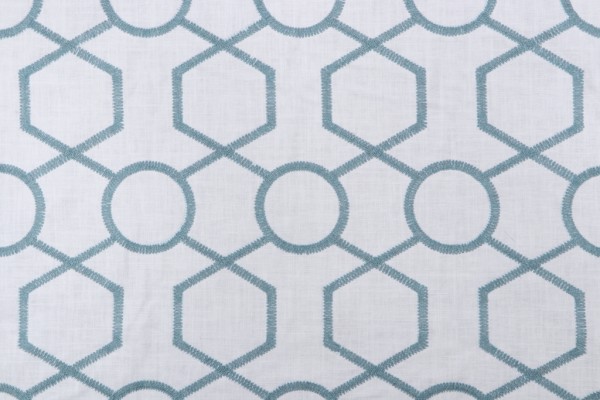 Valiant Fabrics Kendall Embroidered Drapery Fabric in Spa 