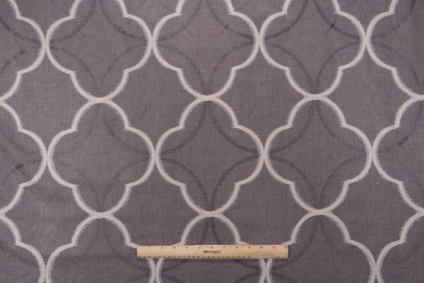 Valiant Fabrics Tempo Embroidered Drapery Fabric in Graphite 