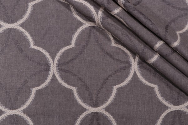 Valiant Fabrics Tempo Embroidered Drapery Fabric in Graphite 