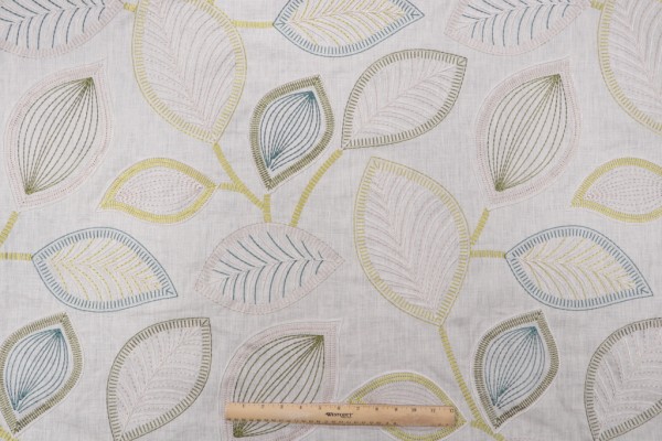 Hamilton Drexel Embroidered Drapery Fabric in Limeade 