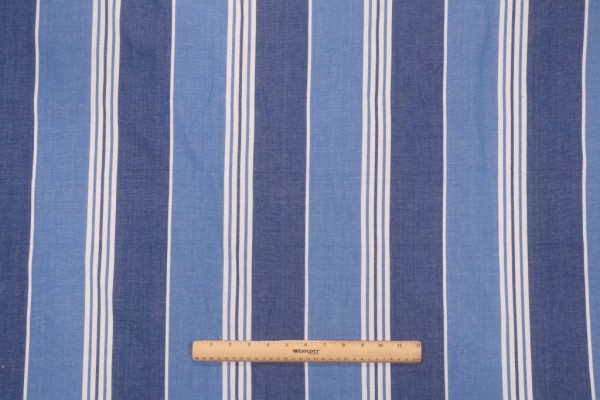 Onyx Age Woven Stripe Woven Cotton Decorator Fabric in Blue/White